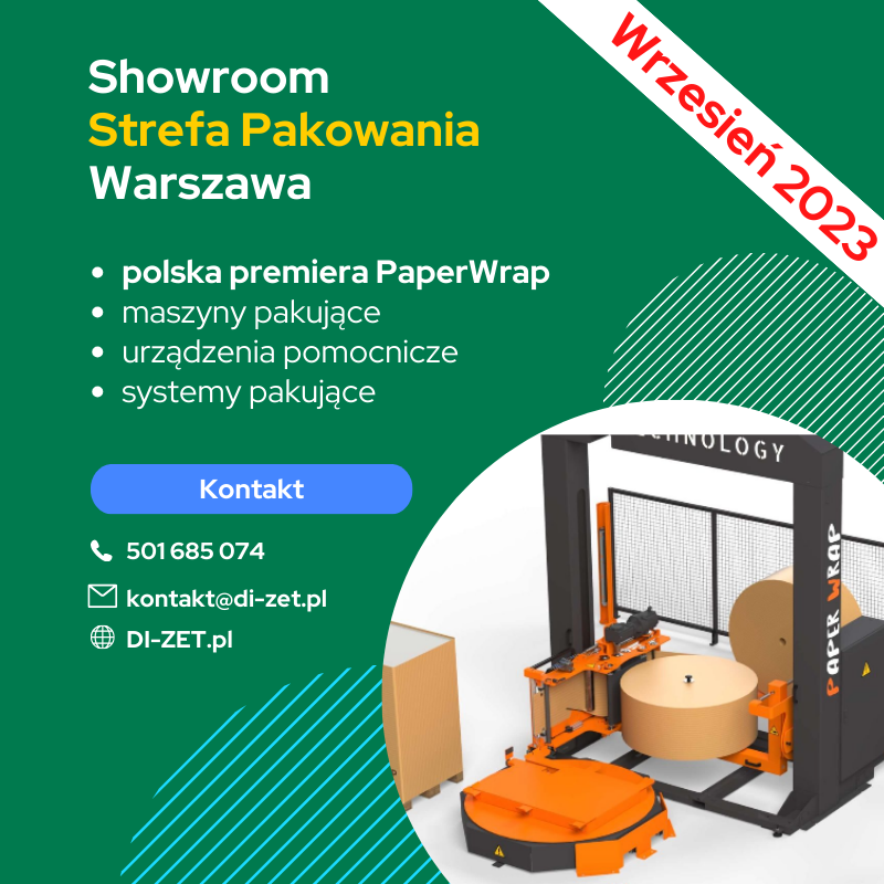 Showroom Strefa Pakowania Warszawa DI-ZET. Testuj owijanie palet papierem